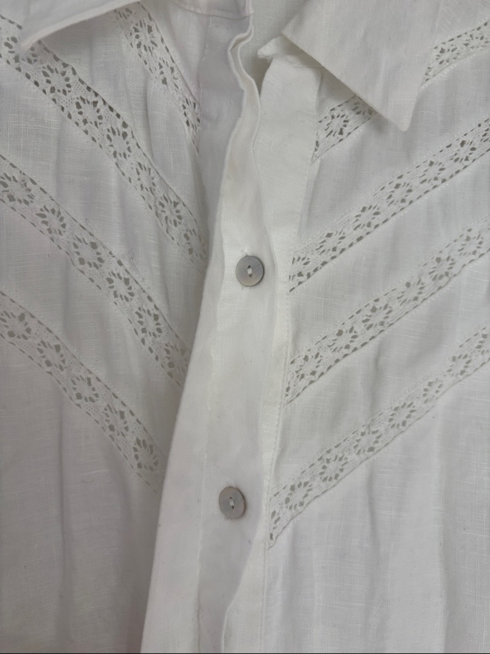 100% Irish Linen & Lace button up shirt S - Picture 5 of 12